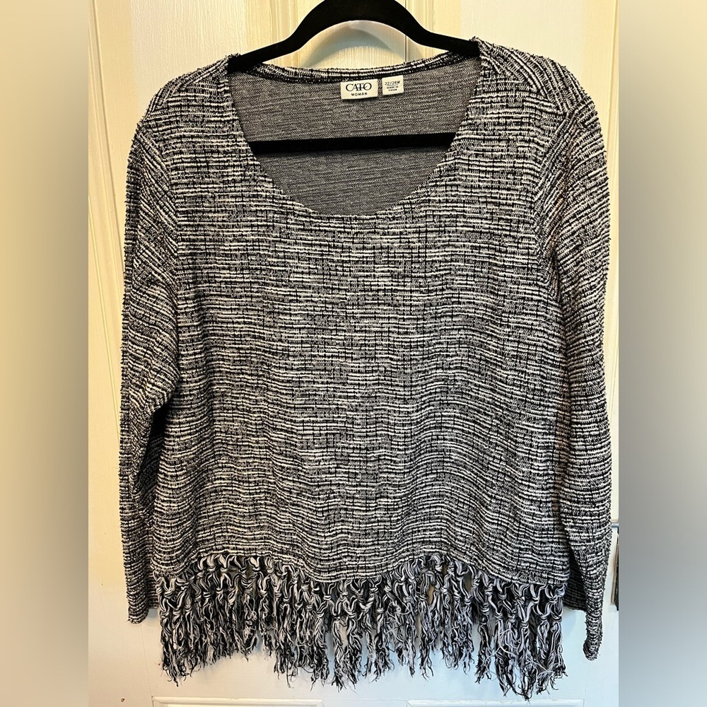 Cato Long Sleeve Scoop Neck Fringe Sweater Size 22/24